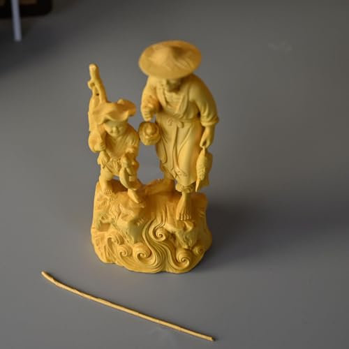 SJHDHDA Fischer Handgemachte Holzschnitzerei Dekoration Buchsbaum Vintage Dekorative Ornamente, Geeignet Für Wohnzimmer, Schlafzimmer, Büro, Zuhause Feng Shui Skulptur