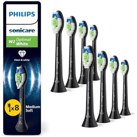 Philips Sonicare W2 Optimal White, Original Ersatzbürstenköpfe, Schwarz, 8er-Pack, HX6068/88