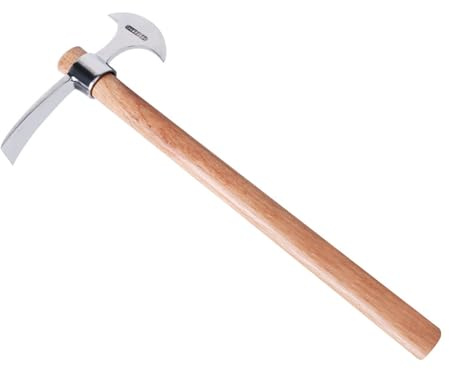 yoakaiax Gardening Pick Axes, Pickaxe Mattock Hoe with Wooden Handle, Stainless Steel Mattock with Sharp Pick and Cutting Edge for Breaking up Heavy Clay Soil, and Removal of Difficult Weeds C