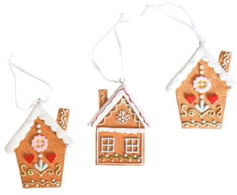 pokm toolsmarket - 3X Weihnachtsbaumschmuck Lebkuchenhaus, traditioneller Ingwer Haus zum Aufhängen, Christbaumschmuck Weihnachtsdeko - wie EIN echter Keks