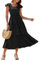 Dresses for Women UK Long Swing Beach Dress Ladies Square Neck Smocked Dresses Party Daily Black M