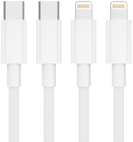 Nebite USB C to Lightning Cable 2Pack1.8M MFi Certified Braided iPhone Charger USB C Fast Charging Durable Lightning Cable for iPhone 14/13/12/11 Pro Max, iPad & More
