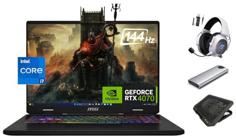 MSI Crosshair 4070 Gaming Laptop, 16 144Hz 2K Display, 16-Core i7-14650HX (Beats i9-13900H), NVIDIA RTX 4070, 32GB DDR5, 2TB SSD, RGB Backlit KB, Keypad, DLSS 3, Ethernet, Win 11, w/Portable SSD