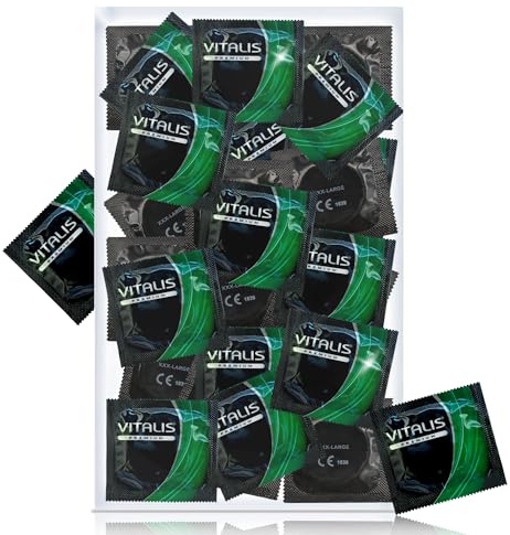 VITALIS 100 Premium Kondome 64mm XXXL | Nennbreite 64 mm | Gefühlsechte transparente Kondome extra groß | mit Gleitmittel auf Silikonbasis