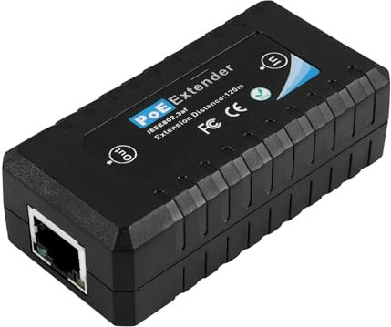 Agwuoetr 1 Port POE Extender 10 / 100Mbps mit IEEE 802.3Af Standard Eingang/Ausgang für IP Kamera ÜBertragung Entfernung 120 Meter