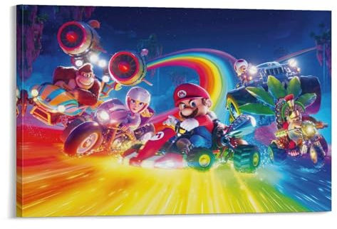 MingSheng Wandbild Leinwanddrucke Bilder Die Super Mario Bros. – Der Film Wandbilder Animierte Charaktere Leinwand Wandkunst Moderner Druck, Für Wohnzimmer 16x24inch(40x60cm)