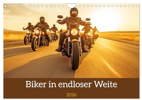 Biker in unendlicher Weite (Wandkalender 2026 DIN A4 quer), CALVENDO Monatskalender: Motorradfahrer im Weitwinkelformat (CALVENDO Mobilitaet)