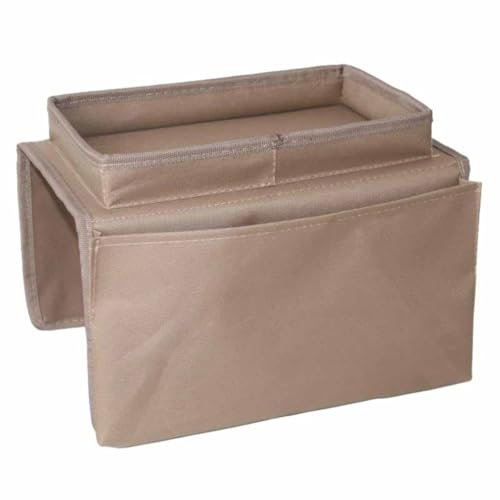 Sofa Armrest Organizer With Cup Holder Tray Chair Arm TV Remote Holder For Recliner Couch Armchair Caddy Bedside Storage Pockets Bag For Cellphone Tablet Book Magazines Drinks (Coffee, One Size)