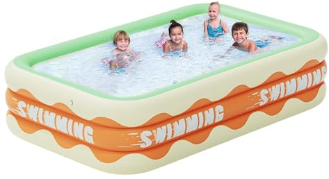 Vgvgaj Piscine familiale - 305 x 180 x 60 cm - Piscine gonflable pour - Rectangulaire - PVC résistant à l'usure - Confortable - Pliable - Pour piscines dans le jardin