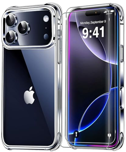 Case for Iphone 17 Pro Max Clear Phone Case with 2 x Screen Protector, Shockproof [Ultra Slim] Scratch Resistant Gel Rubber Silicone [Protective Case] Clear Phone Cover for Apple Iphone 17 Pro Max