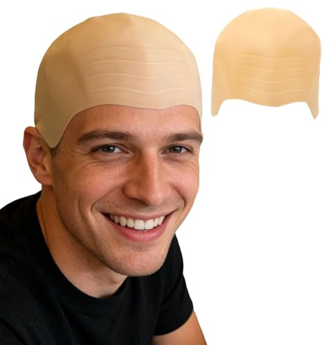 MBSIVSA 1 Stück Glatzenkappe, Glatze Perücke, Latex Glatzkappe Glatze Kappe Bald Cap Glatzenkappe für Halloween, Cosplay, Kostüm Zubehör, Maskeraden-Rollenspiele