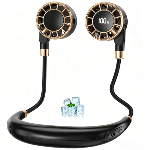 Ventilatore da Collo, 4 Ah Mini Ventilatore Portatile, 6 Velocità Ventilatore Collo Silenzioso, LCD Display Ventilatore Portatile usb Ricaricabile, Ventilatore da Scrivania Ufficio Comodino Passeggio