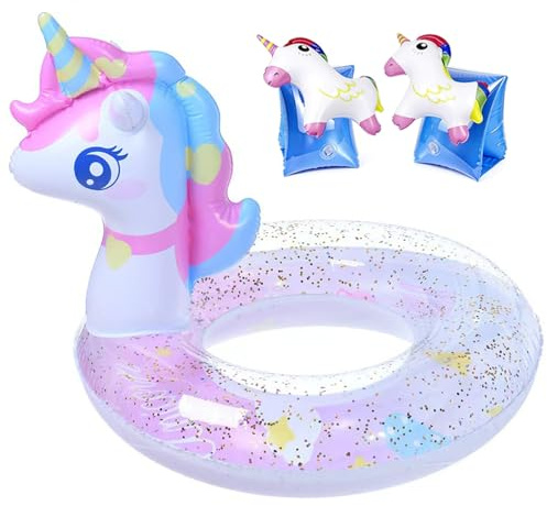 Galleggiante Unicorno, Ciambella Gonfiabile Unicorno, Unicornos Gilet Di Salvataggio, Pvc Adulti Gilet Di Salvataggio Con Valvola d'Aria, Piscina Gonfiabile Anello, Nuoto Aiuto 3 Pcs