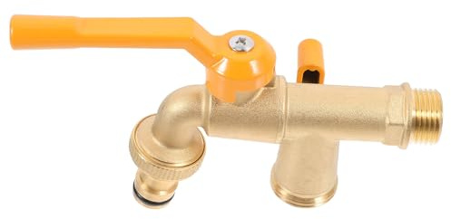 RUNROTOO Rubinetto da Esterno in Ottone Massiccio Doppio per Giardino e Balcone Alta Portata Acqua Installazione Facile Senza Attrezzi Adatto Fontane e Lavapavimenti Outdoor