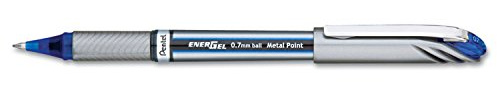 Pentel Gel Pens, Metal Tip, Medium Point, Blue (PENBL27C)
