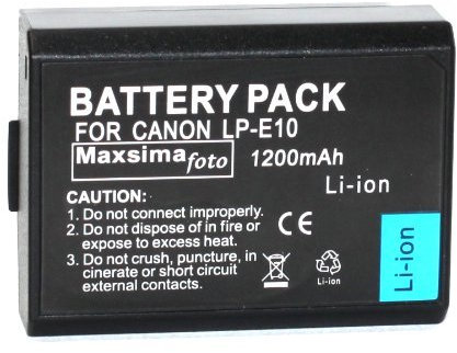 Maxsimafoto LP-E10 Battery For Canon EOS 1100D, 1200D, 1300D Rebel T3, T5, T6, Kiss X50, LPE10.