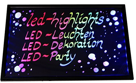LED-Highlights Werbetafel Led Reklame Tafel 60 x 40 cm Fernbedienung 7 Farben Leuchttafel Werbeschild 8 Neon Stifte Buchstaben Bunt Beschreibbar Licht Box