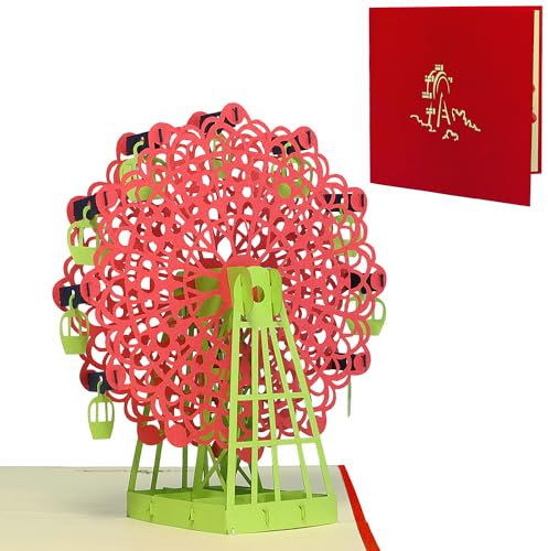 LINPOPUP®, LIN17514, Pop Up 3D Karte, Geburtstagskarte, Glückwunschkarte, Kirmes Gutschein, Riesenrad, N167