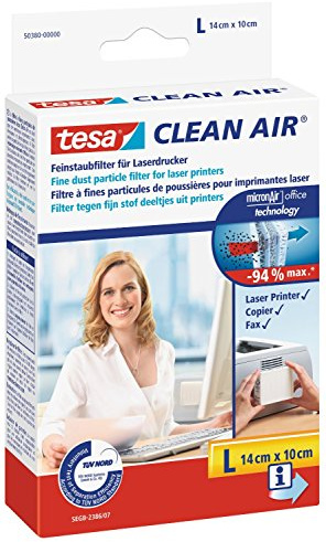tesa Clean Air® Fein Staubfilter für Laserdrucker, Größe L [] 14 cm x 10 cm (3 Stück)