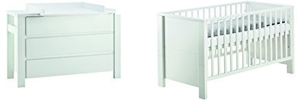 Schardt 10 649 52 02 Sparset Milano mit extra breiter Wickelkommode und Kombi-Kinderbett, 70 x 140 cm, weiß