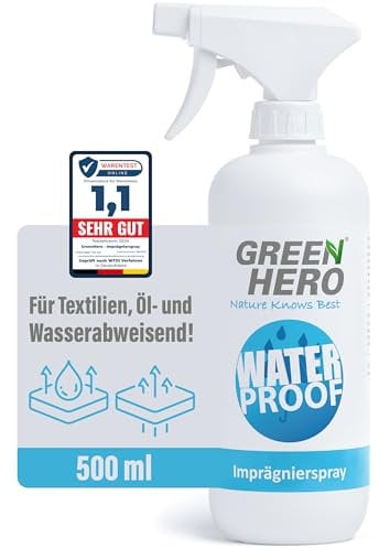 Green Hero Textil Imprägnierspray 500 ml | gegen Regen & Schmutz für Jacken, Schuhe, Sofa, Couch und Leder | effektive Nanoversieglung | Imprägnierung für Textilien mit Bester Waschbeständigkeit