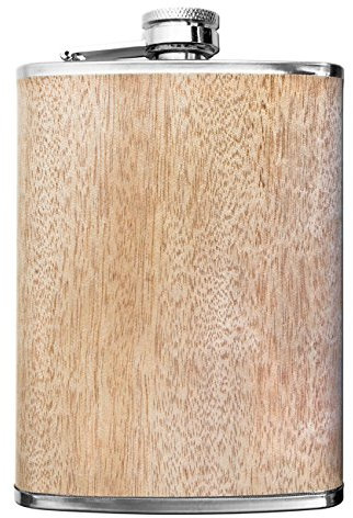 OUTDOOR SAXX Edelstahl Flachmann Wood, 260ml, Holz-Optik Ahorn, in Geschenk-Box