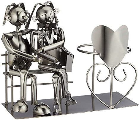 Cepewa Flaschenhalter Hochzeitspaar aus Metall Liebespaar Hochzeitsgeschenk für Flaschen Größe ca. 19,5 cm