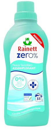 RAINETT Zero% - Assouplissant Hypoallergénique - Sans Parfum, ni Colorant, ni Conservateur Ajoutés - Flacon Recyclé & Recyclable - Certifié ECARF - Ecologique - 31 Lavages - 750 ml