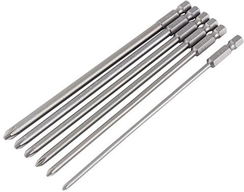 Akozon Lange Sechskant Kreuzschlitz Schraubendreher Bits 6 Stücke Schaft 1/4 S2 Stahl 150mm Magnetische Schraubendreher Bit Set Kreuzkopf Bit Werkzeug PH1 PH2