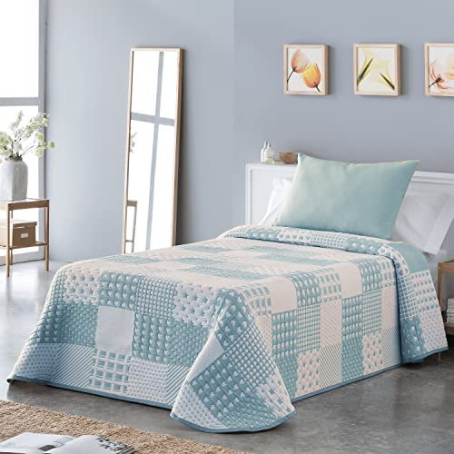 VIALMAN Leichte Tagesdecke Sofia 21 für Doppelbett 180 und 200 cm | Tagesdecke für Betten mit 180 und 200 cm | Tagesdecke 270 x 270 cm, Blau