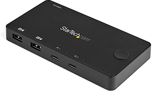 StarTech.com 2-Port USB-C KVM Switch (4K 60Hz HDMI, 3840x2160, Kompakter Dual-Port UHD Mini KVM Switch mit USB-C Kabeln)