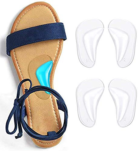 CAREOR 2 Pairs Arch Support Insoles, for Plantar Fasciitis/Fallen Arches/Heel Spurs/Metatarsal Pads/Shock Absorbers for Women and Men (Transparent)