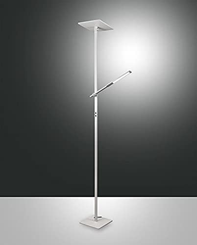 Fabas Luce Stehleuchte LED 40W + 8W, Weiß, Glas