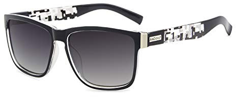 ANDOILT Sonnenbrille Herren Damen Polarisiert Verspiegelt Retro Vintage Sonnenbrillen UV Schutz Brillen Transparenter Grauer Rahmen Graue Linse