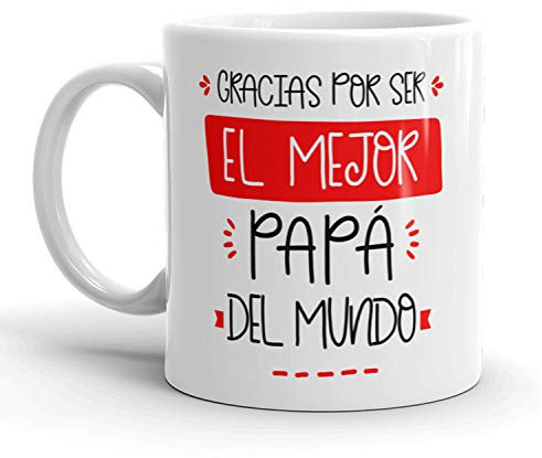 Kembilove Taza regalo día del padre – Tazas Desayuno para Papá con Mensaje Gracias por ser el mejor Papá del mundo – Tazas originales – Regalo para padres – Ideas regalo padre
