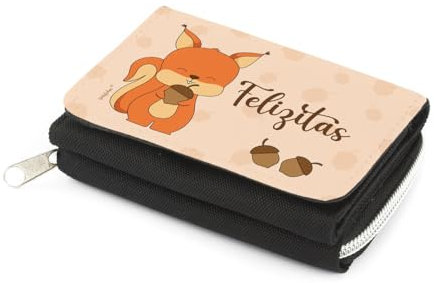 Striefchen® Geldbörse für Kinder mit Tier Motiv und Wunschnamen Eichhörnchen