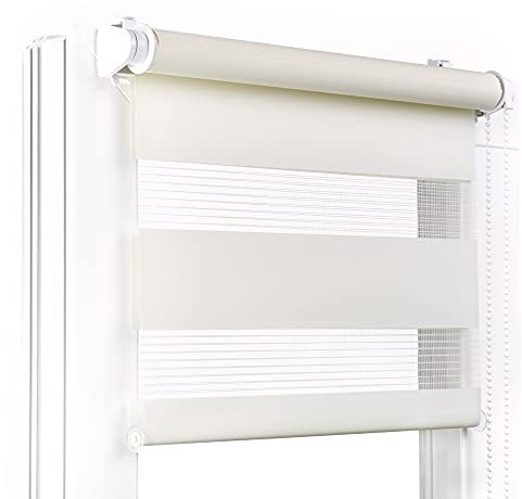 Fenster DEKOR - Rollos für Fenster Ecru - Klemmfix Rollo ohne Bohren 150 x 80 cm - Doppelrollo mit einer breiten Auswahl an Größen und Farben - Blickdichte Rollos, einfach zu montieren
