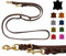 Hundeleine Fettleder Messing kleine Hunde/große Hunde 2m / 2,40m / 2,80m / 3,50m / 5m Doppelleine verstellbar (3,50m X 15mm, Dunkelbraun)