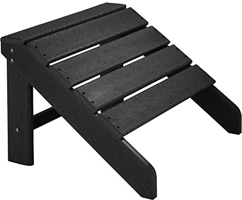 tectake 800816 Fußablage für Adirondack Gartenstuhl, wetterfest, Holzoptik, Fußstütze aus Kunststoff, 48 x 48,5 x 38 cm, Outdoor Fußauflage für Garten Terrasse Balkon (Schwarz-Schwarz | Nr. 404507)