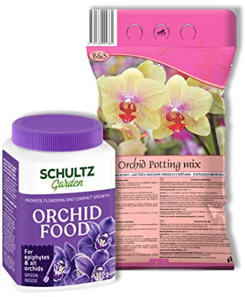 Kit di rinvaso ORCHIDEA PREMIUM | Terreno per orchidee - 2L | Fertilizzante per Orchidee - 350G | Perfetto per tutti i tipi di piante | Promuove una rapida fioritura | Colori più vivaci
