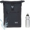Sieber Rucksack Kurierrucksack Bench Hydro Plane Roll-Top backpack Laptoprucksack A4 wetterfest Damen Herren 64175 + Trinkflasche (Black 0100)