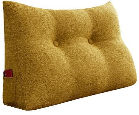 Johnear Rückenkissen als Bettkopfteil Rückenkissen Bett Dreieckiges Lesekissen Rückenlehnkissen Lendenkissen Bücherkissen Kopfenden Stützkissen für Bett Sofa (Senfgelb, 60×20×50cm)