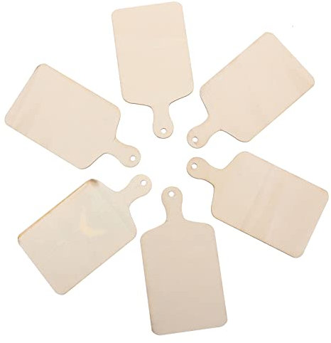 Cabilock 6 pezzi Mini tagliere in legno con manico, 12x6 cm Tagliere in legno Piccolo tagliere da cucina Tagliere da cucina in legno per fai da te Graffiti Casa cucina Cucina