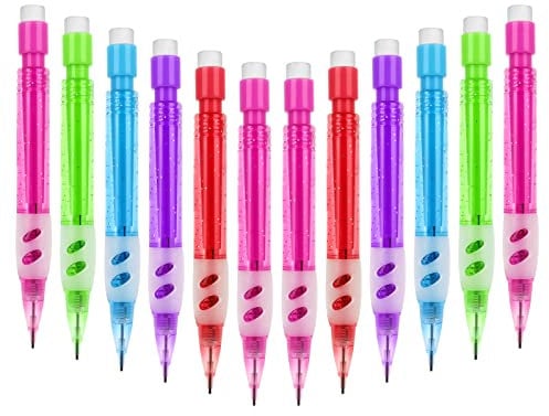 cobee Mini-Druckbleistift-Set mit Radiergummi, 0,7 mm, 12 automatische Bleistifte, Zeichenstift mit Silikon-Bleistift, Handschutz, Schreibwaren zum Schreiben, Zeichnen, Skizzieren