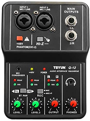 sunwes Q-12 Carte son console de mixage audio 4 canaux 48 V Carte son stéréo pour ordinateur