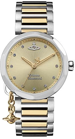 Vivienne Westwood Orologio Quarzo Donna, misura cassa 37.00mm con quadrante Oro Analogico e cinturino Two-Tone Gold VV246CPSG