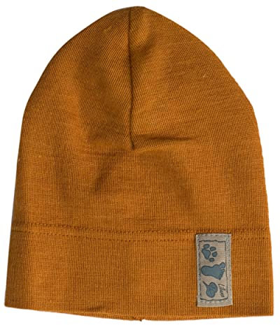 Lilano, Kinder/Baby Beanie Mütze, 70% Wolle (kbT), 30% Seide, 210 g/m² (Curry, 98-104)