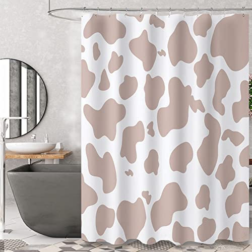ZTTXL Rideau de Douche (152,4 x 182,9 cm), Imprimé Vache Marron, en Tissu Polyester pour Salle de Bain avec 12 Crochets