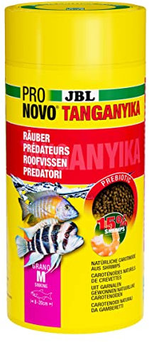 JBL PRONOVO TANGANYIKA GRANO, Hauptfutter für alle Buntbarsche von 8-20 cm, Klickdosierer, Fischfutter-Granulat, Größe M, 1000 ml