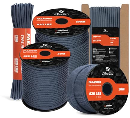 Abma Cord Paracord 4mm 9 Hebras 30m Cuerda de Nylon Cuerda Paracord Tipo III 620lbs - MAX. 280 kg - Azul Marino